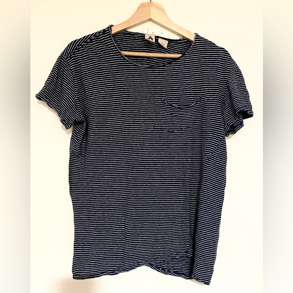 BUY ONE GET TWO FREE on items marked $5!!!! Navy striped shirt  size small